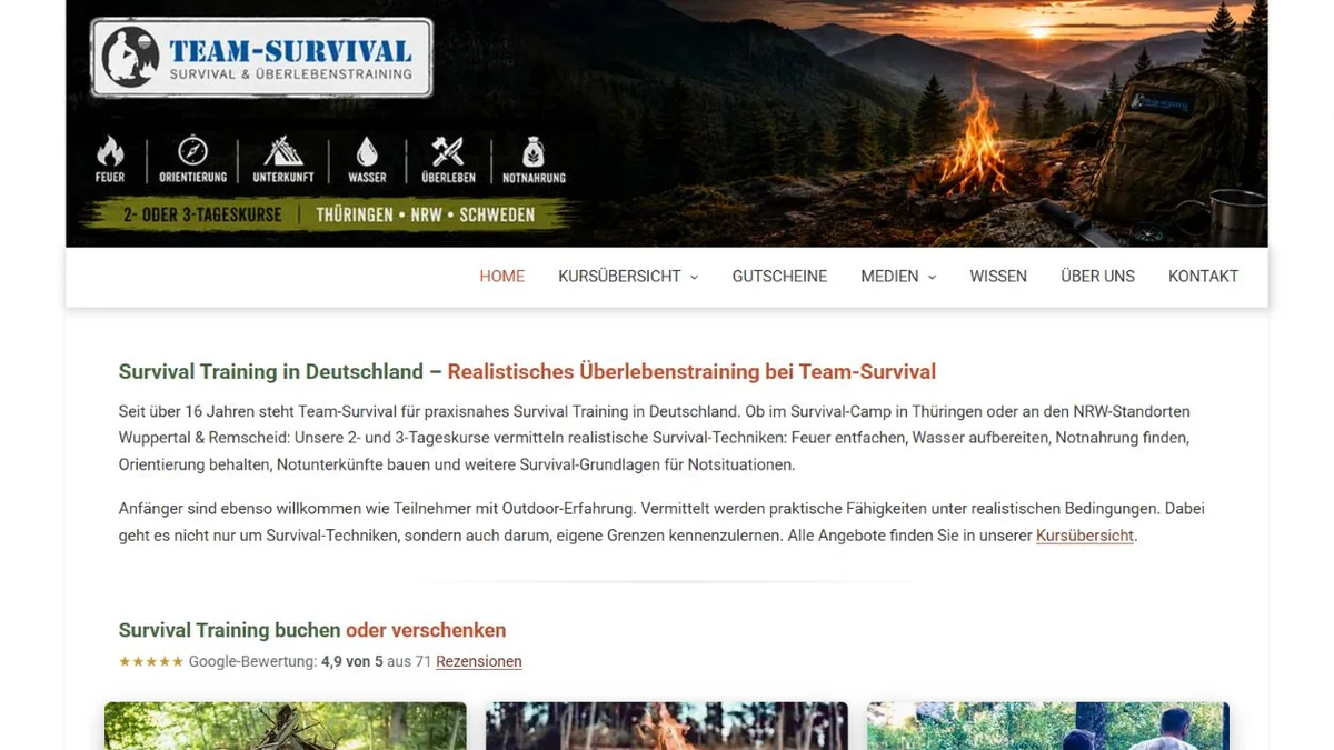 Vorschau der Startseite von Team-Survival